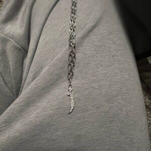 Forever 21 Silver Pave Horn Pendant Necklace